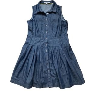 Boden Denim Chambray Cotton Shirt Dress Size 14